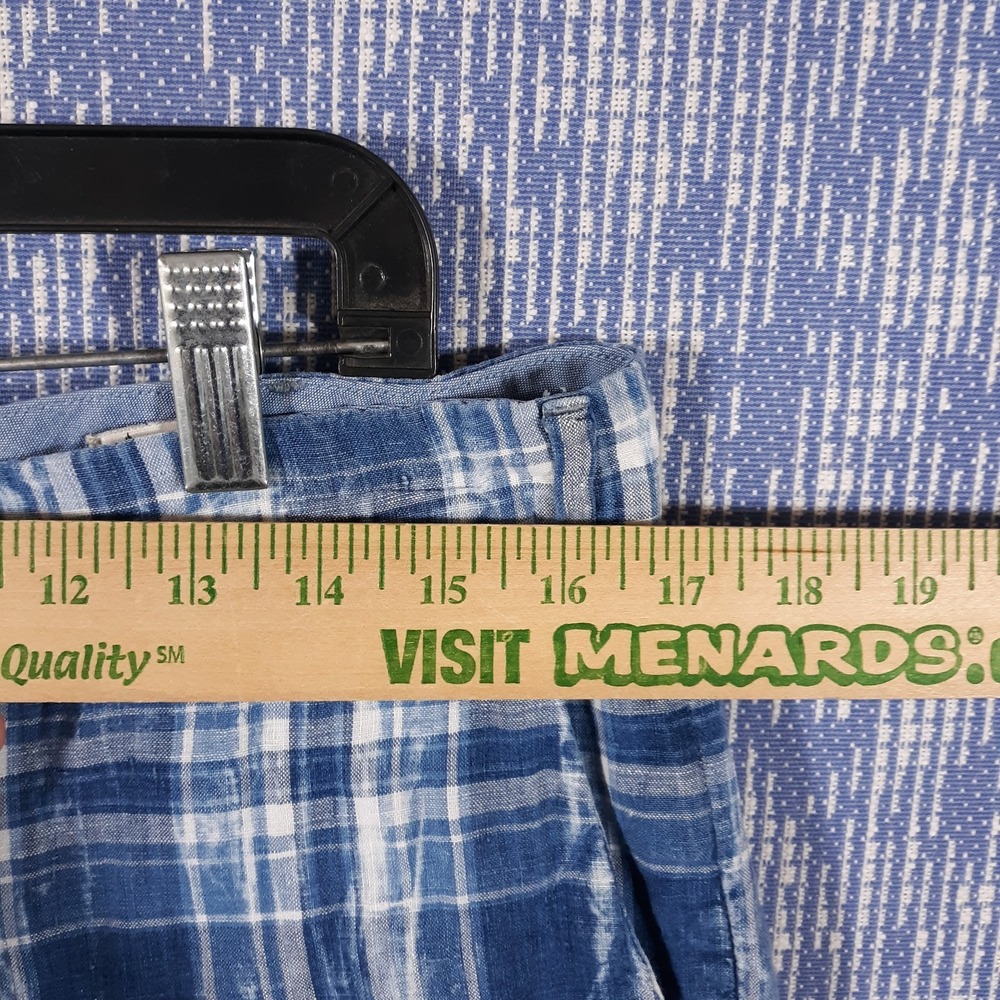 Polo Ralph Lauren Linen Shorts Mens 34 x 8 Classic Fit Madras Plaid Blue - Picture 9 of 14
